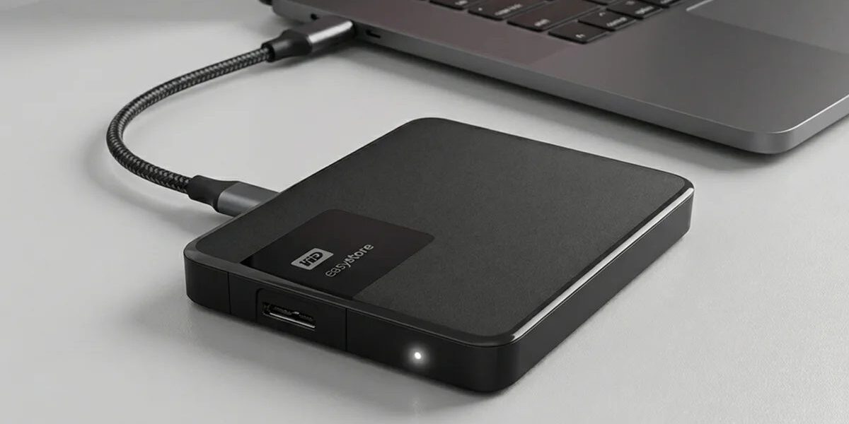 Dizüstü bilgisayara USB kablosuyla bağlı, Windows'ta görünmeyen WD harici disk